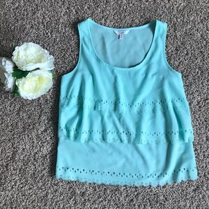 Cute Lace Layer Blue Teal Mint Green Tank Top
